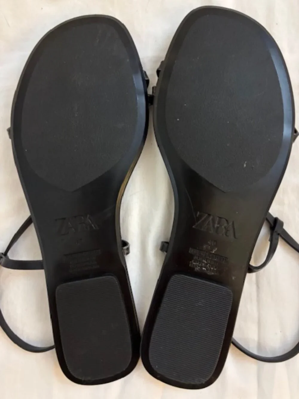 Zara Black Flat Strappy Leather Sandals Women's Size 40 (U.S. 9) - Picture 6 of 7